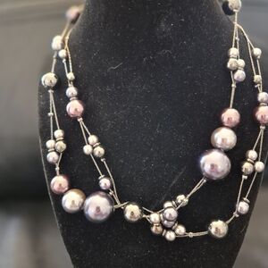 Chic Silver and Purple Beaded Necklace